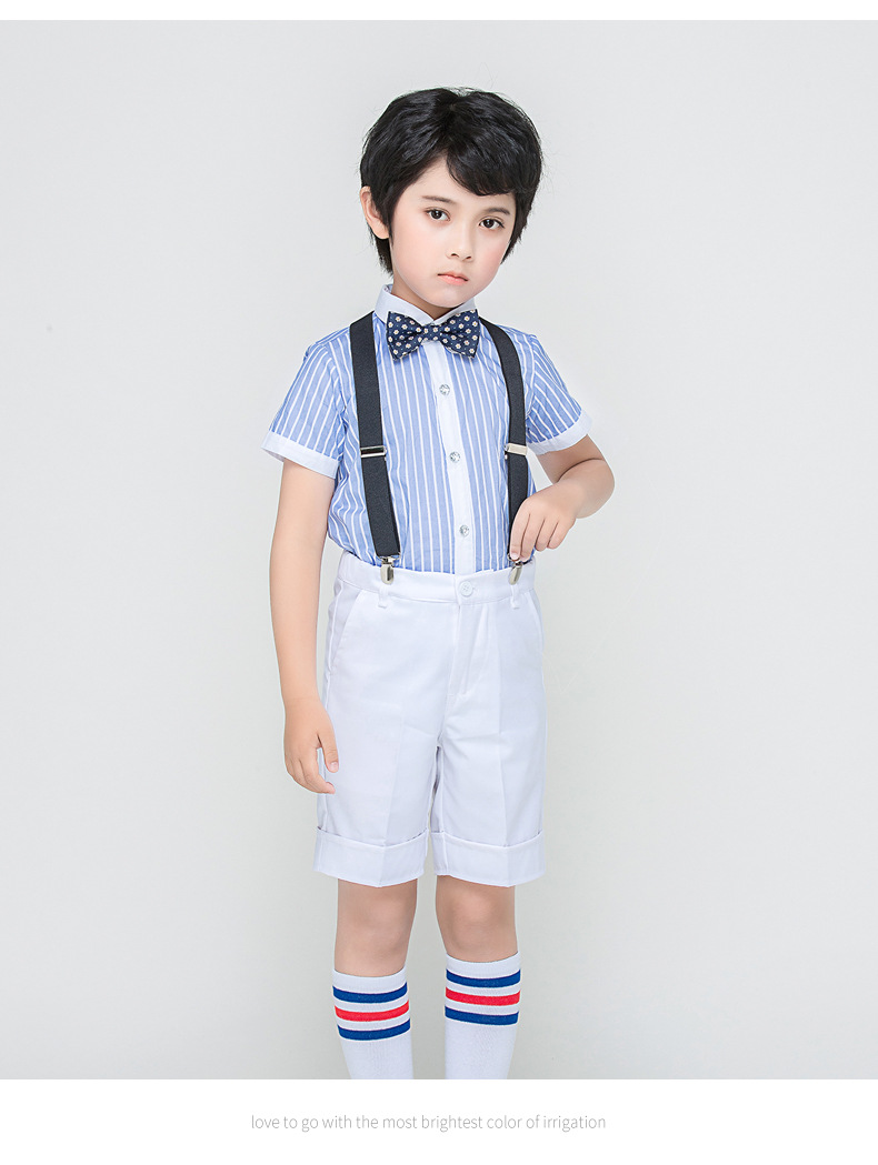 花童男童礼服套装夏2019新款小男孩礼服背带裤服装钢琴演奏演出服