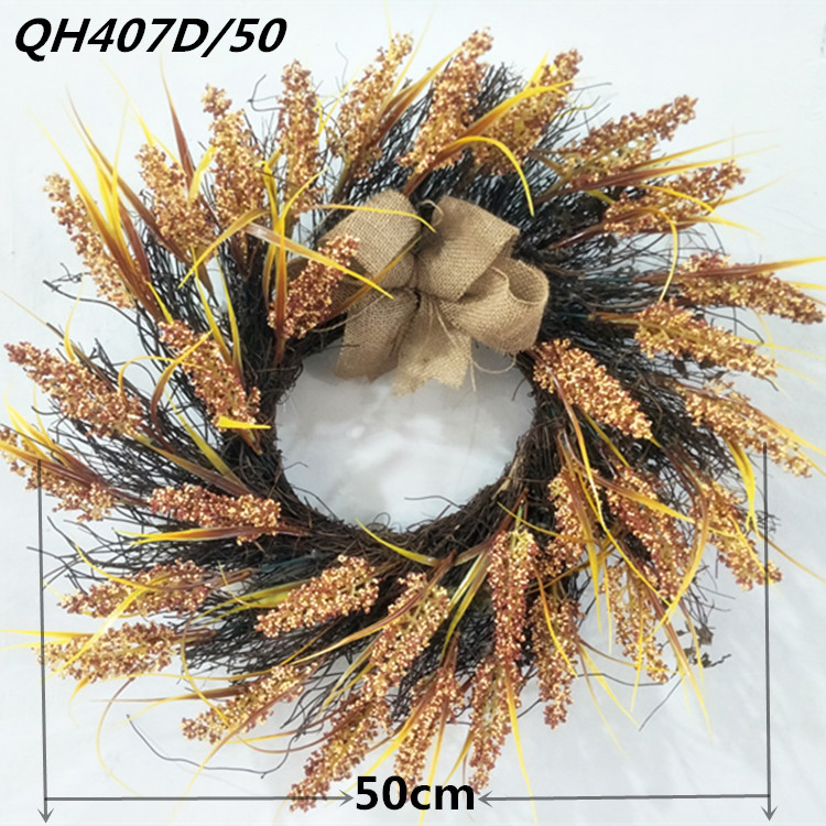 DSEN Manufacturers Supply Thanksgiving Harvest Festival Halloween Autumn Maple Leaf Berry Heliosphere Real Rattan Garland DIY