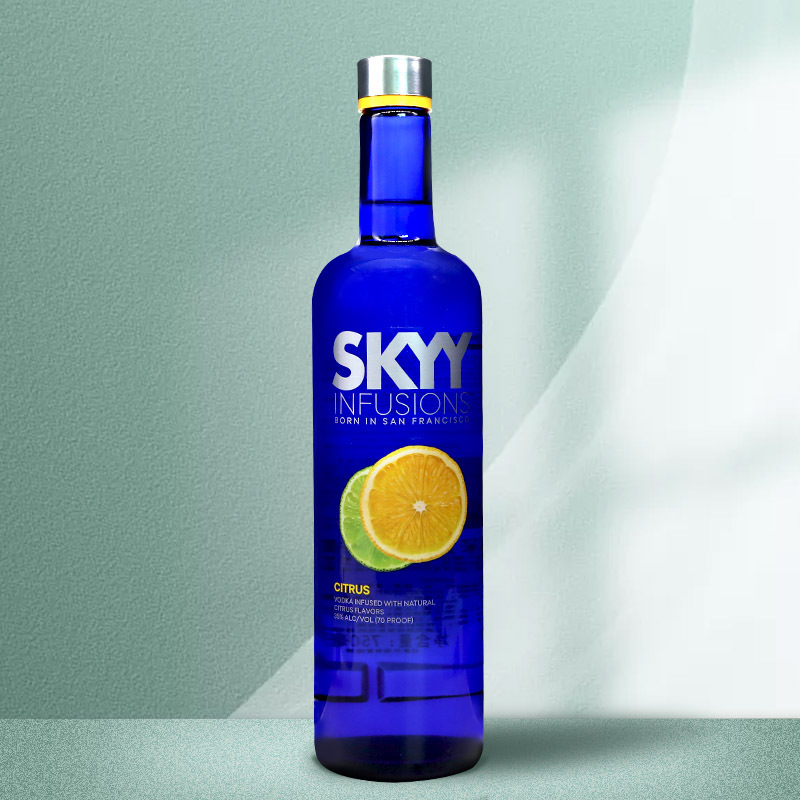 进口洋酒 skyy深蓝伏特加柑橘味蓝天伏特加 深蓝牌柑橘 调酒基酒