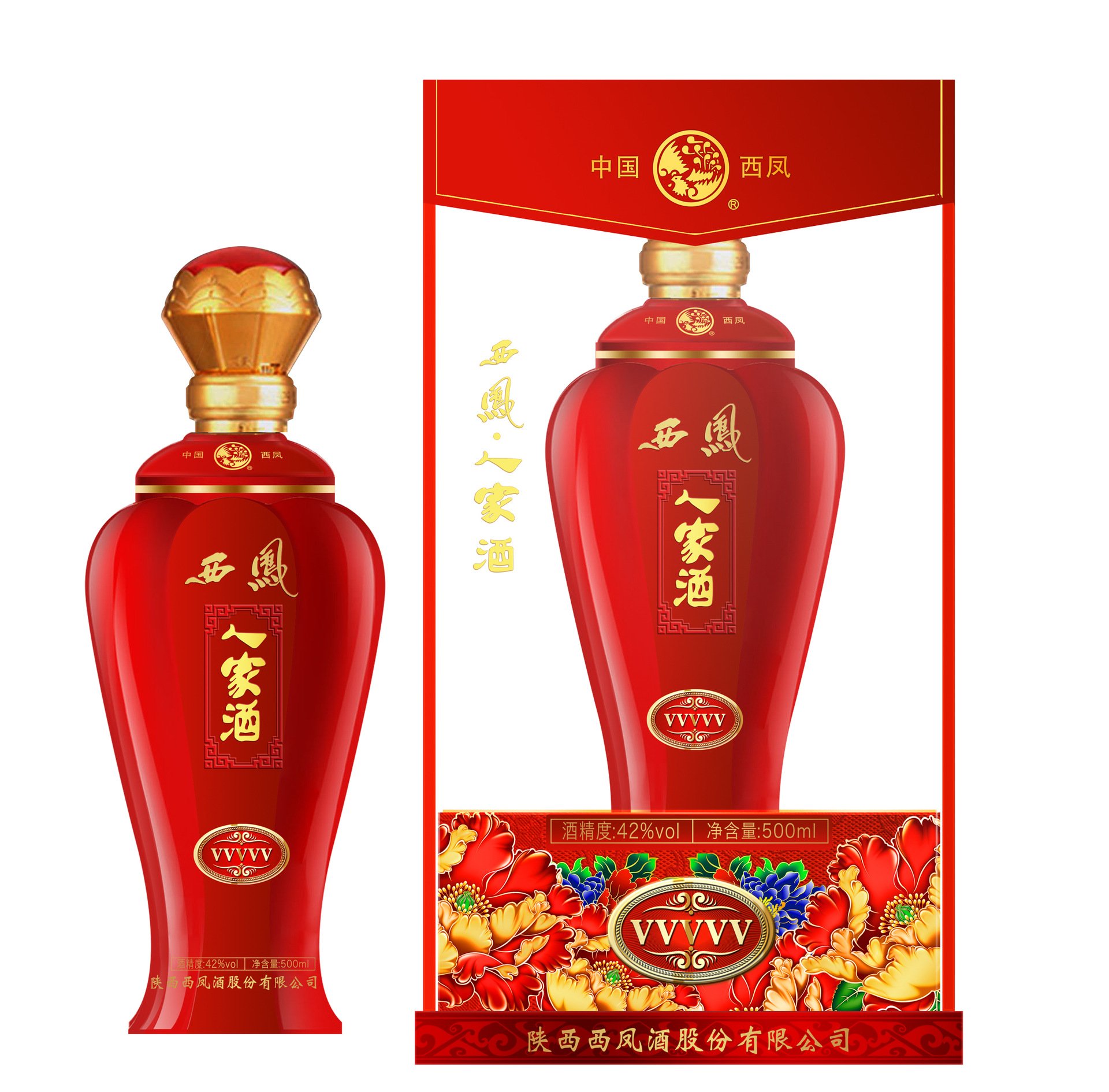 批发 代理 西凤酒 42度 浓香型白酒 西凤人家vvvvv白酒 500ml