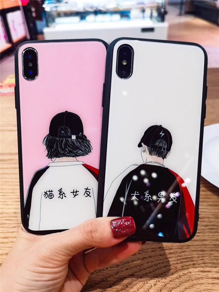厂家直供适用情侣手机壳荣耀v20/p30玻璃7p苹果iphonexr一件代发