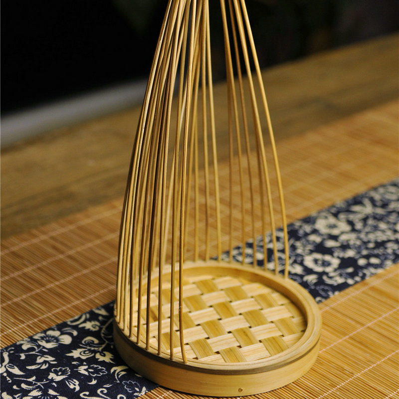 日式竹丝花器创意茶桌摆件手工花篮