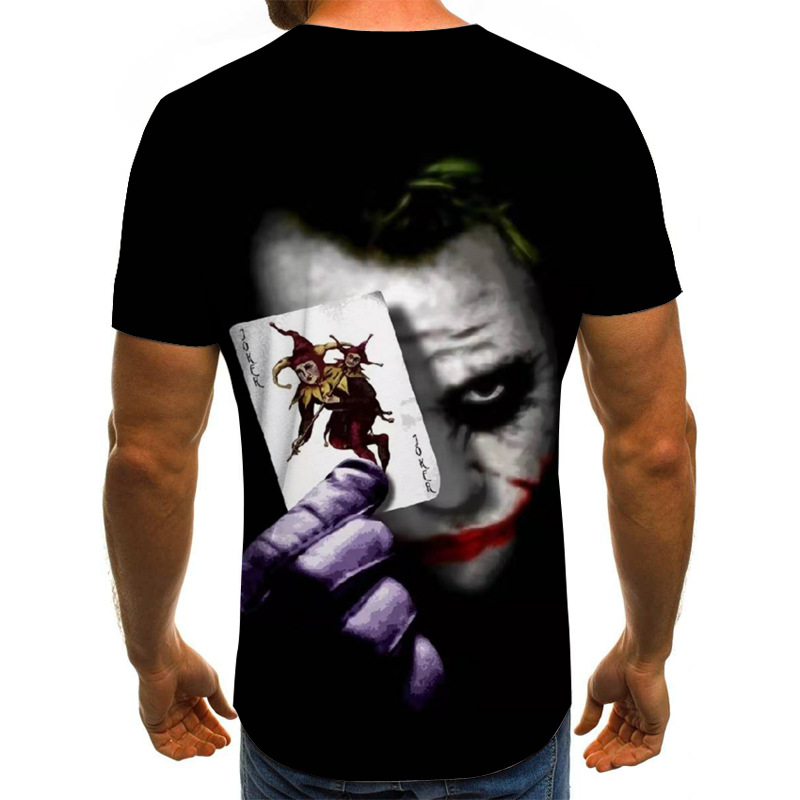 跨境爆款亚马逊wish热销款 搞笑嘻哈小丑印花3d短袖男式t恤大码