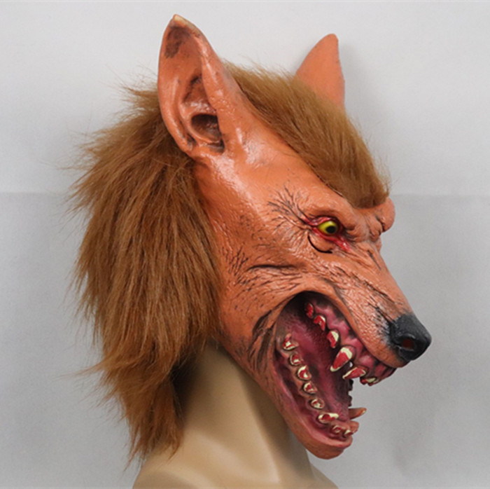 万圣节面具 恐怖魔鬼化装舞会道具黄鼠狼面具 全套头狼头头套