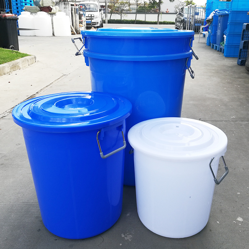 赛越现货批发50升100/280升塑料加厚圆桶有把手/盖食品垃圾新料桶