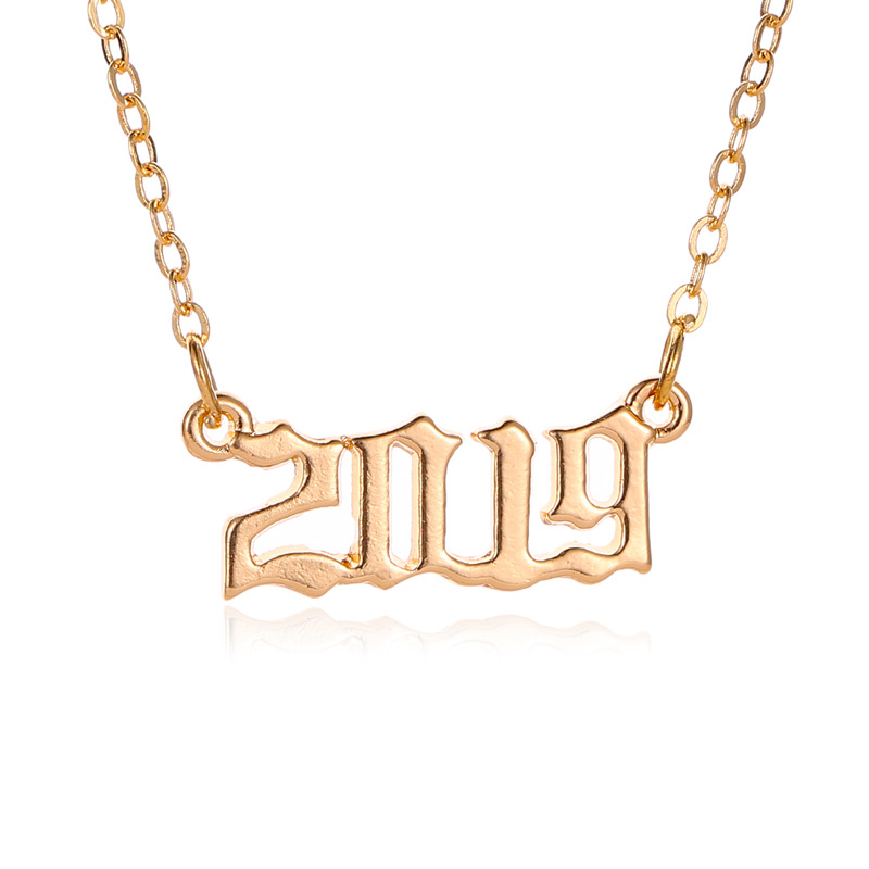 外贸爆款项链欧美时尚年份项链男女简约数字1990-2020吊坠锁骨链