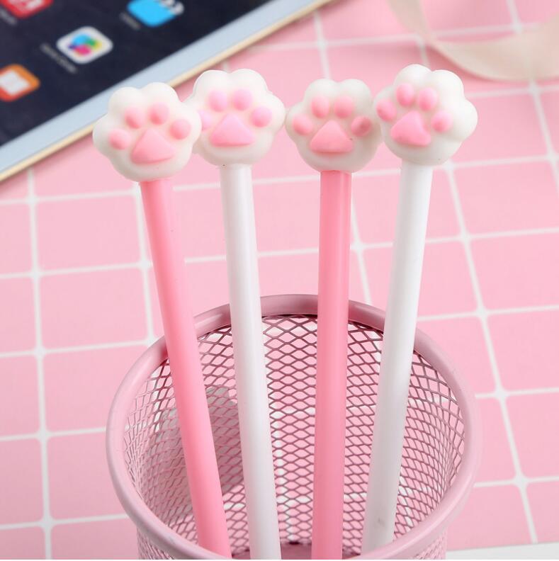 Factory Direct Sales Creative Hand-Shaped Brush Silicone End Gel Pen Cartoon Learning Stationery New Cat's Paw Ball Pen Signature Pen