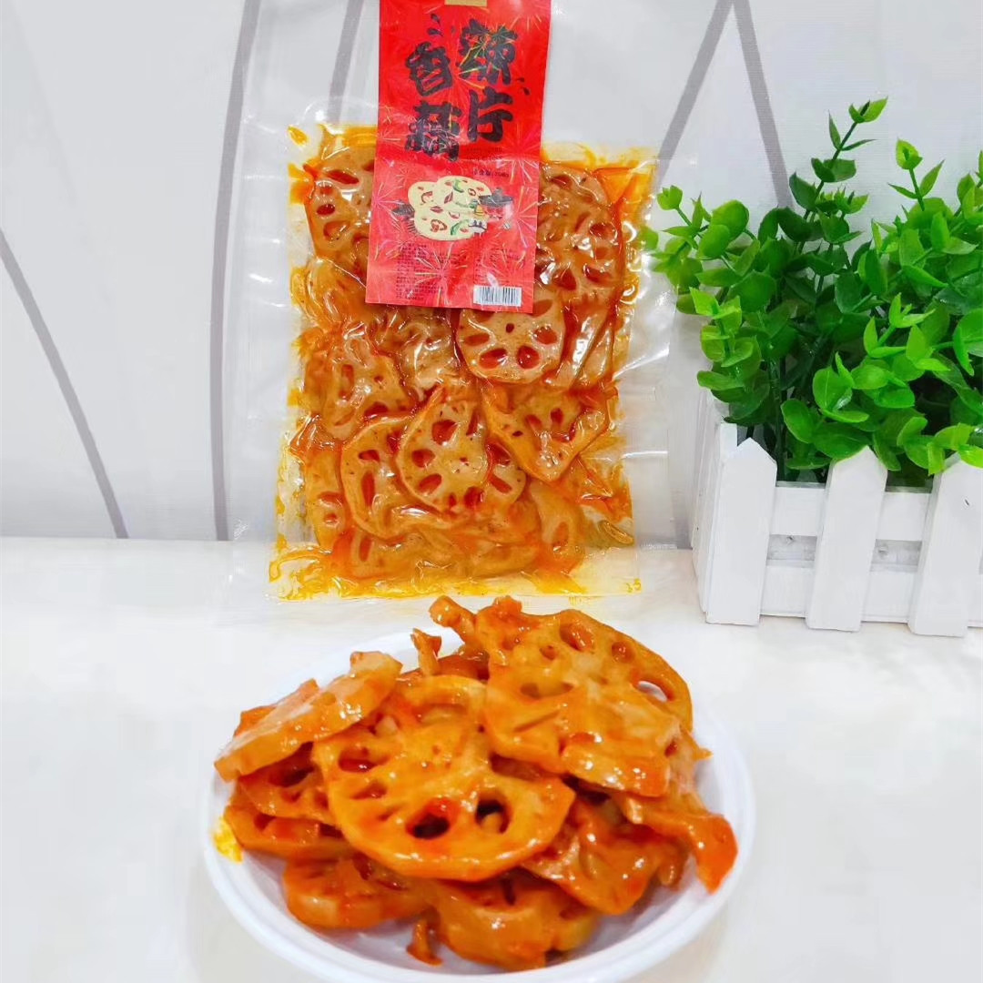 爱尚小芳芳香辣藕片湖南特产麻辣味卤藕脆莲藕丁卤味网红零食208g