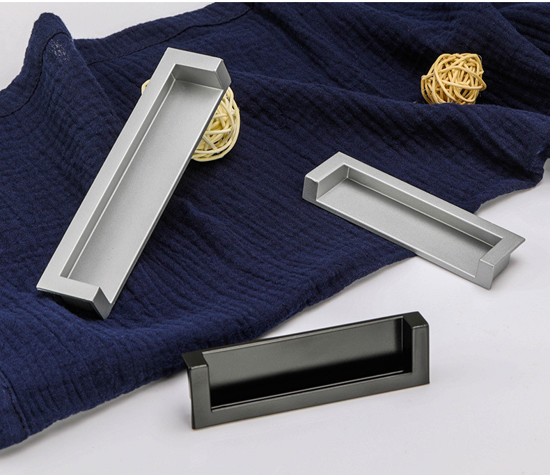 卡硕美式柜门鞋柜隐形拉手现代简约暗拉手嵌入式暗装抽屉黑色把手