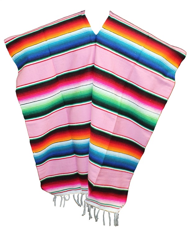 墨西哥披肩彩虹套头披肩流苏披肩民族风彩条披肩开叉披肩活动披肩