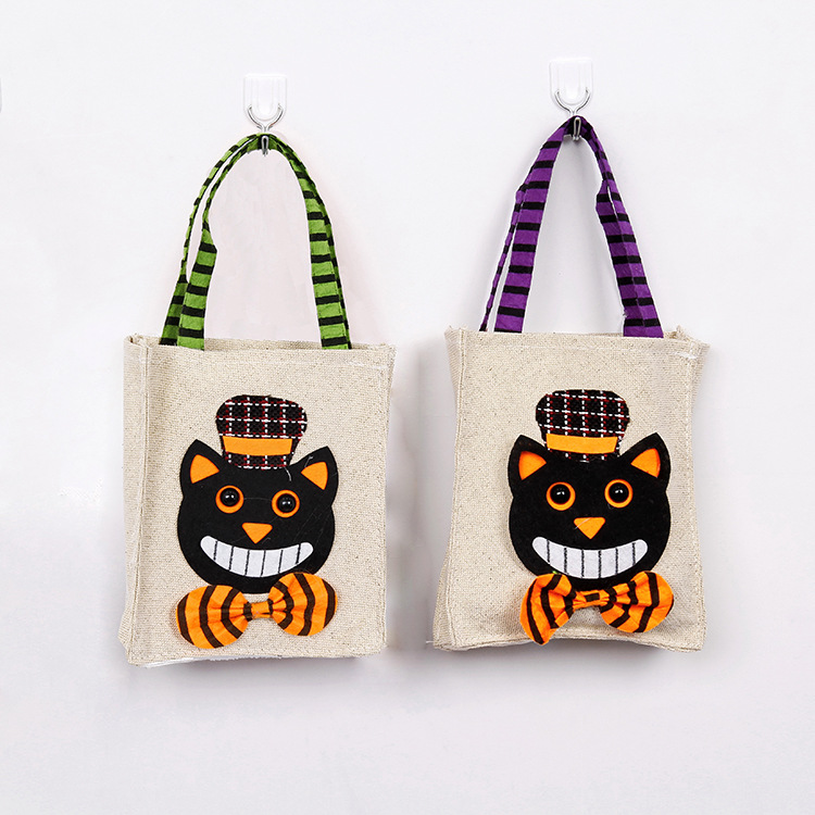 Halloween Decorations Gift Bag Candy Bag Linen Portable Pumpkin Gift Bag Children's Party Dress up Props