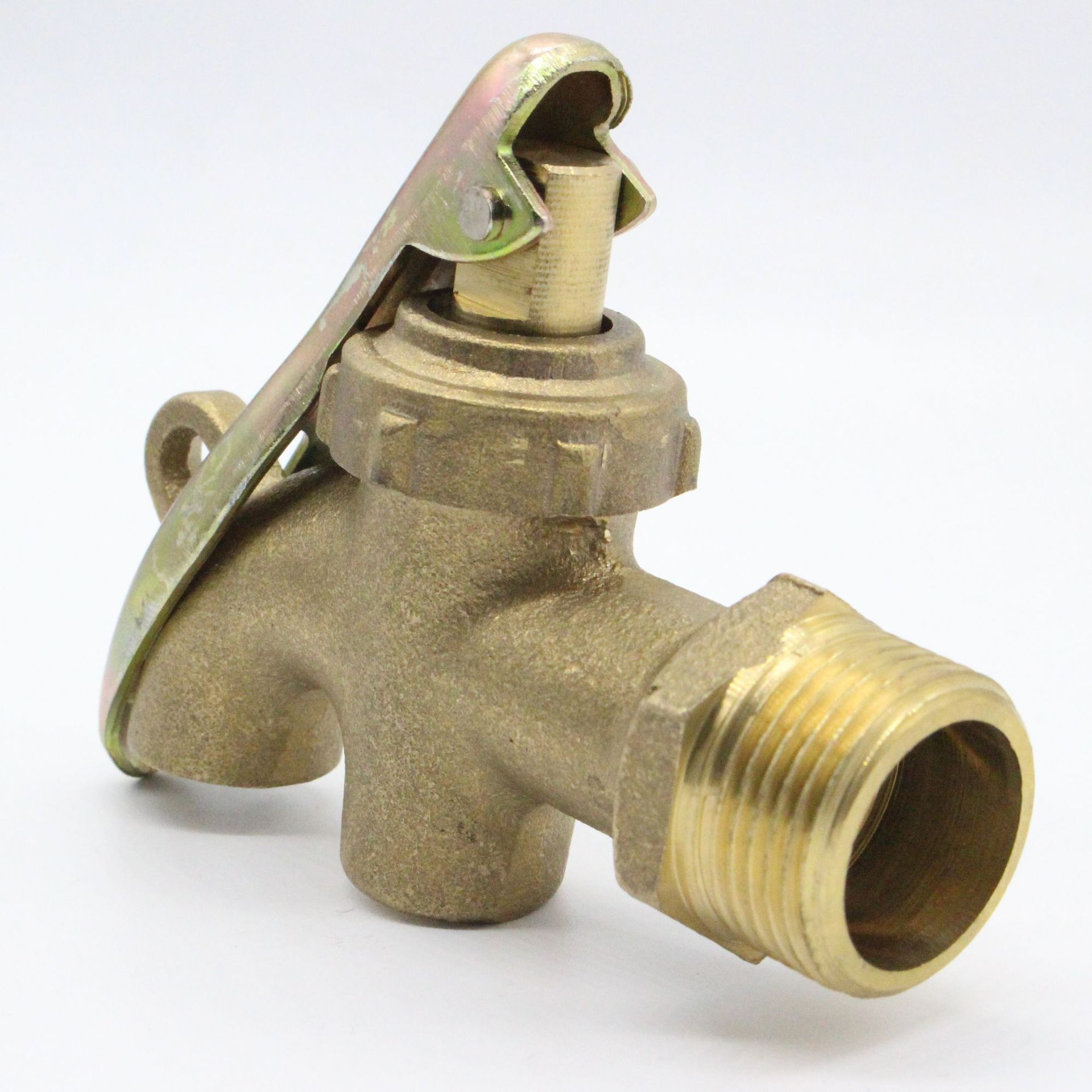 南美黄铜本色外螺纹带锁水嘴水龙头自来水npt螺纹带出水口接头