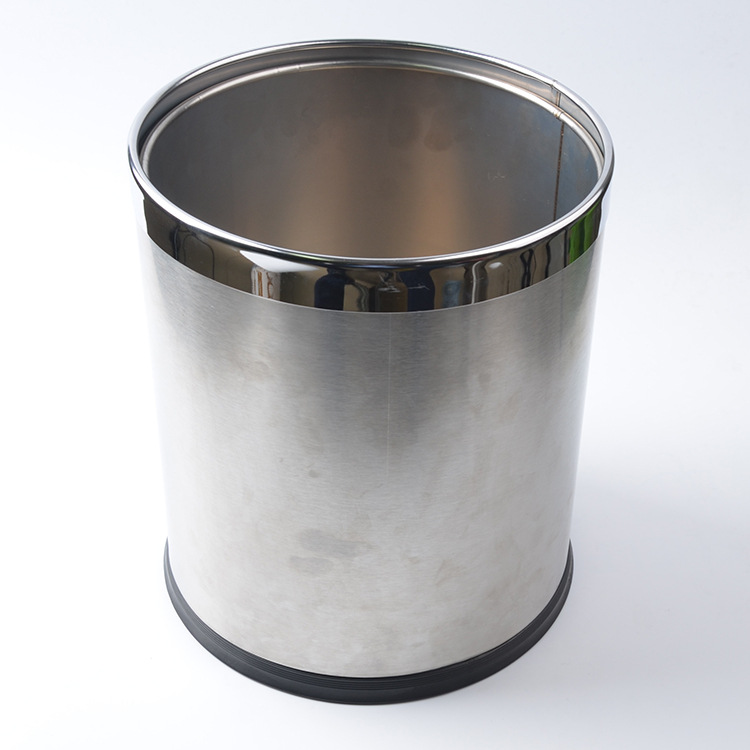 Stainless Steel Trash Can Hotel Guest Room Bucket Single Double Rounds Ferrule Household Sanitary Bucket Black Silver