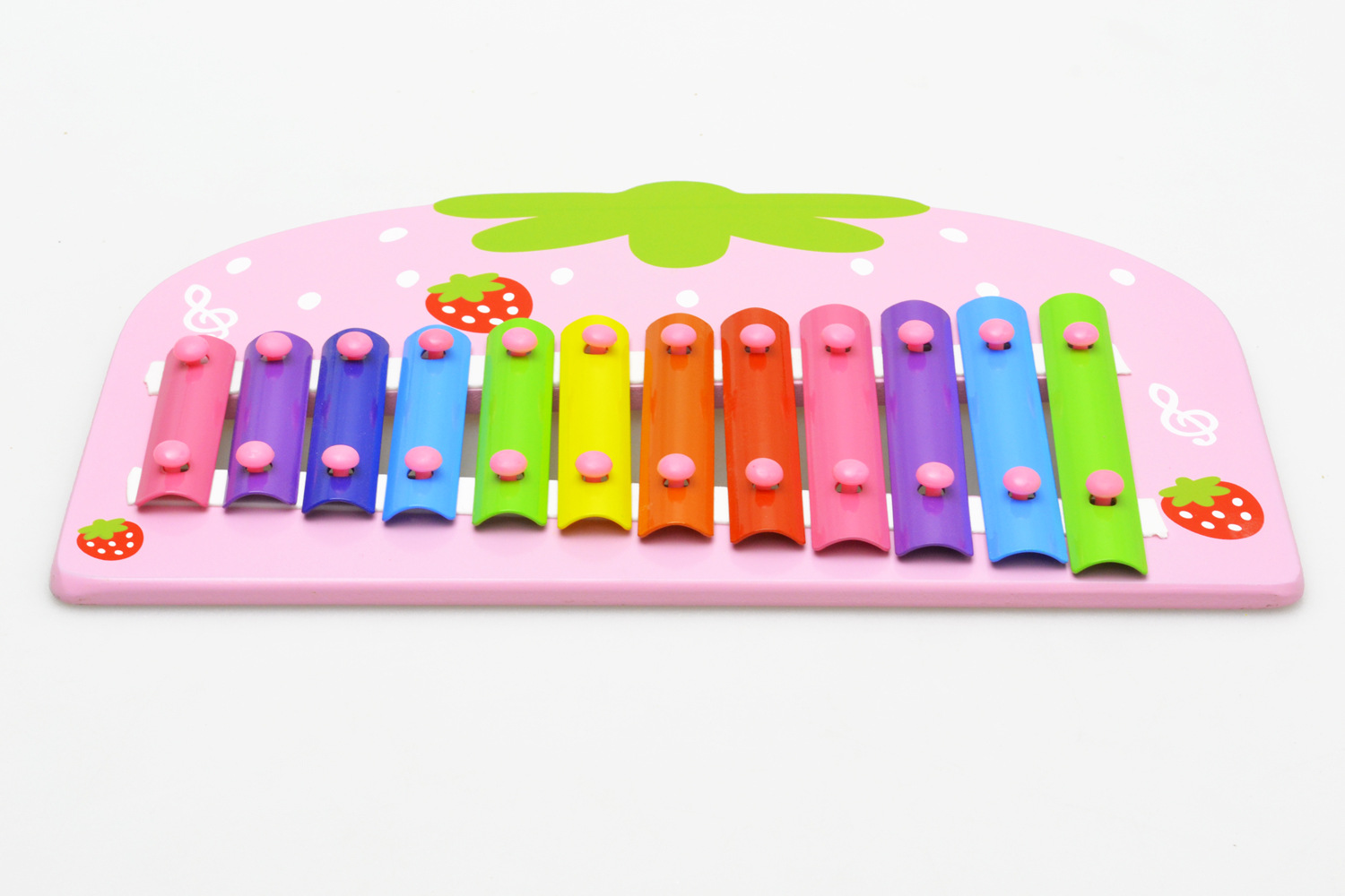 厂家直销木制12音草莓敲琴儿童益智早教十二音阶手敲木琴音乐玩具