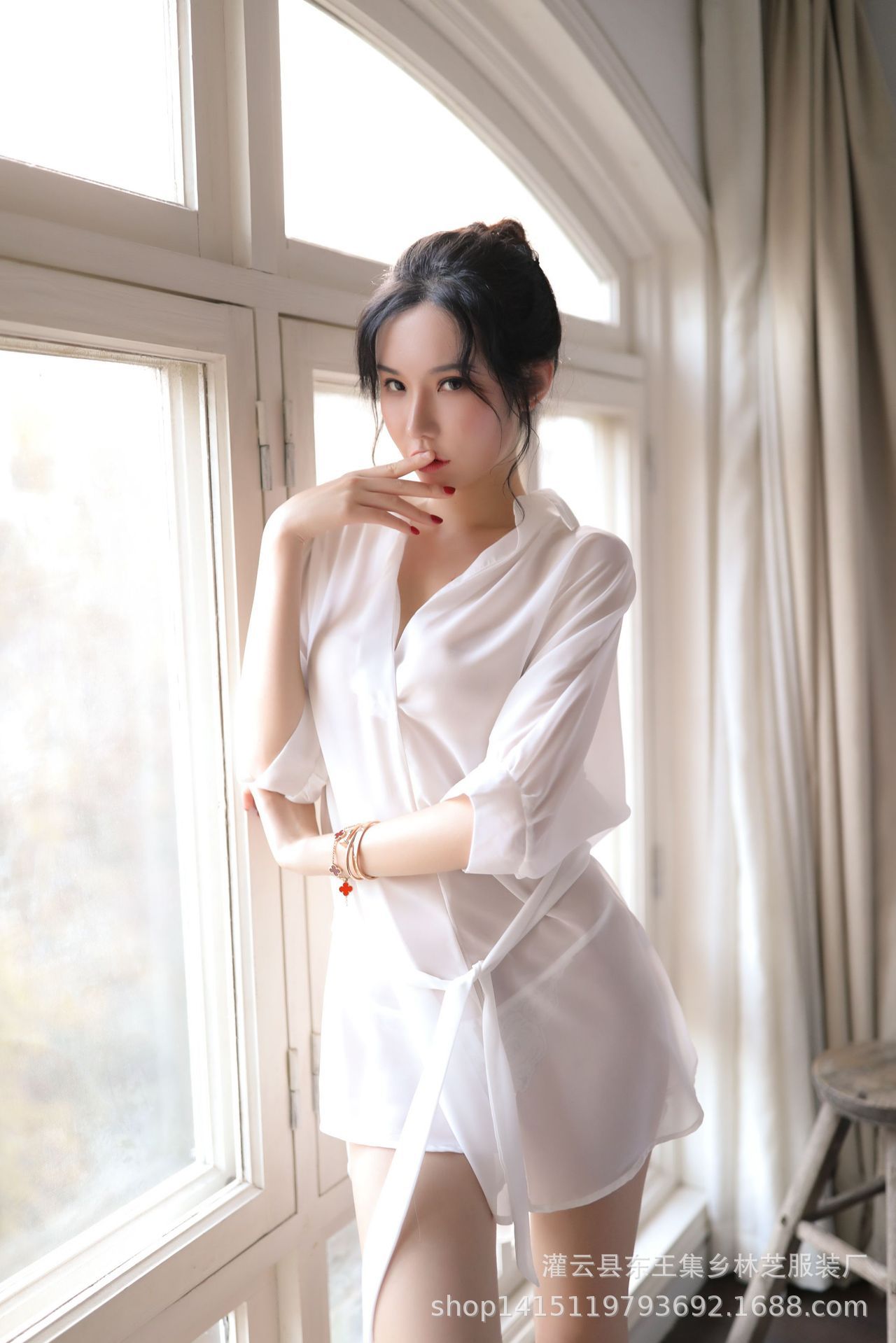 男友白衬衫情趣内衣透明雪纺大码欧美外贸系带显瘦淘宝天猫新款