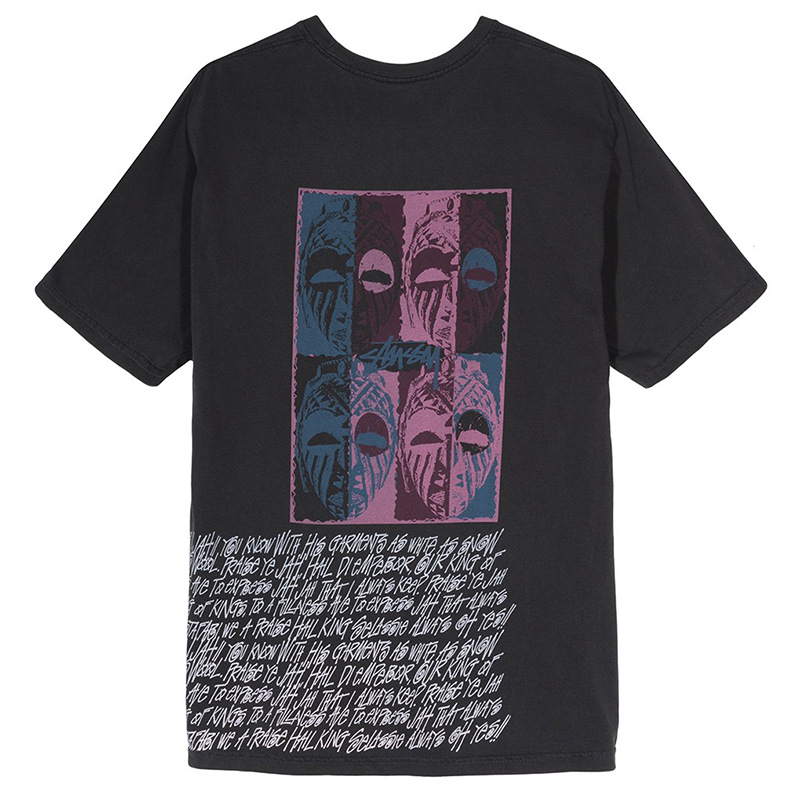 短袖t恤男装潮牌潮流面具衣服白色纯棉宽松丅恤女情侣装2019新款