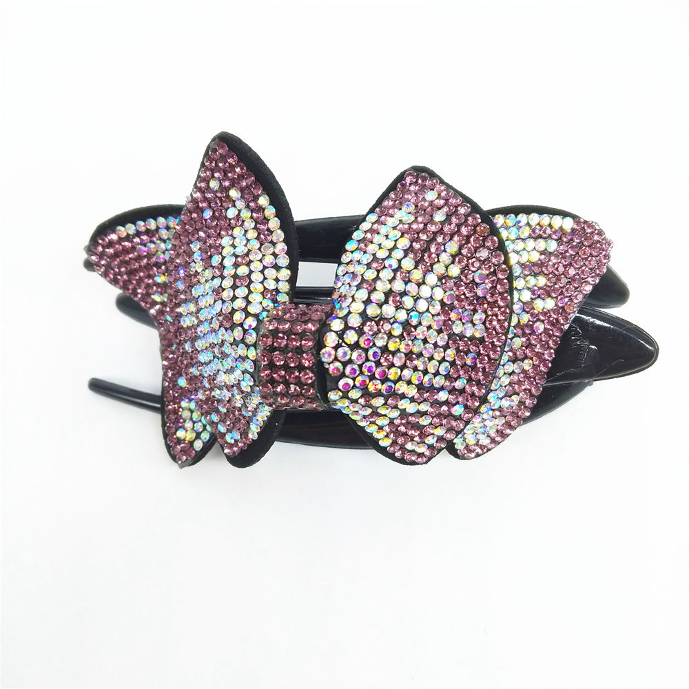 韩版发饰双层水钻大抓夹大蝴蝶结鱼嘴发夹女式发卡头饰品妈妈夹子