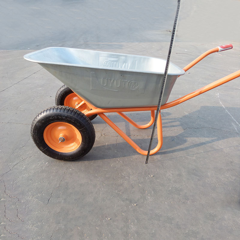 双轮手推车地农用人力沙泥土建筑翻斗垃圾搬运货推车