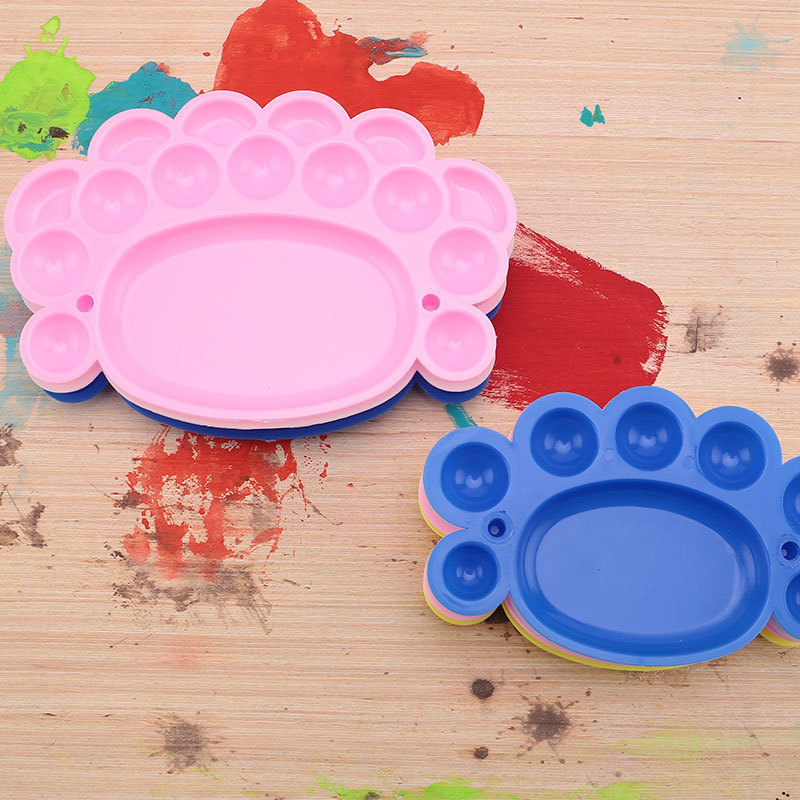 大小脚丫儿童塑料调色盘彩色油画调色板美甲丙烯水粉颜料盘美术