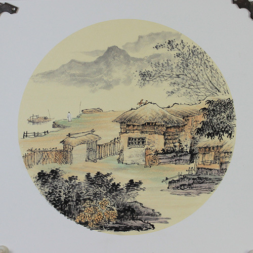 纯手绘山水画国画画廊装饰画仿古做旧字画仿古字画批发