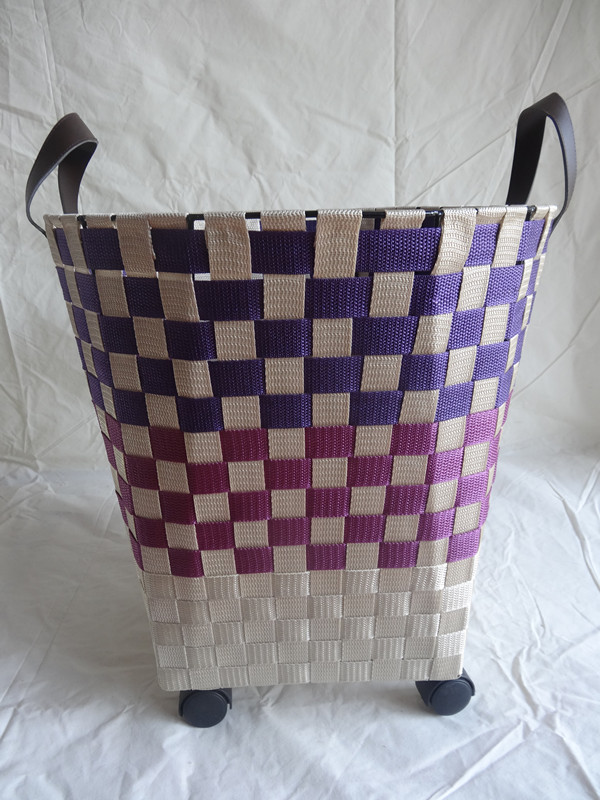 厂家供应pp带洗衣篮子pp收纳套装篮子编织洗衣篮尼龙织带篮子