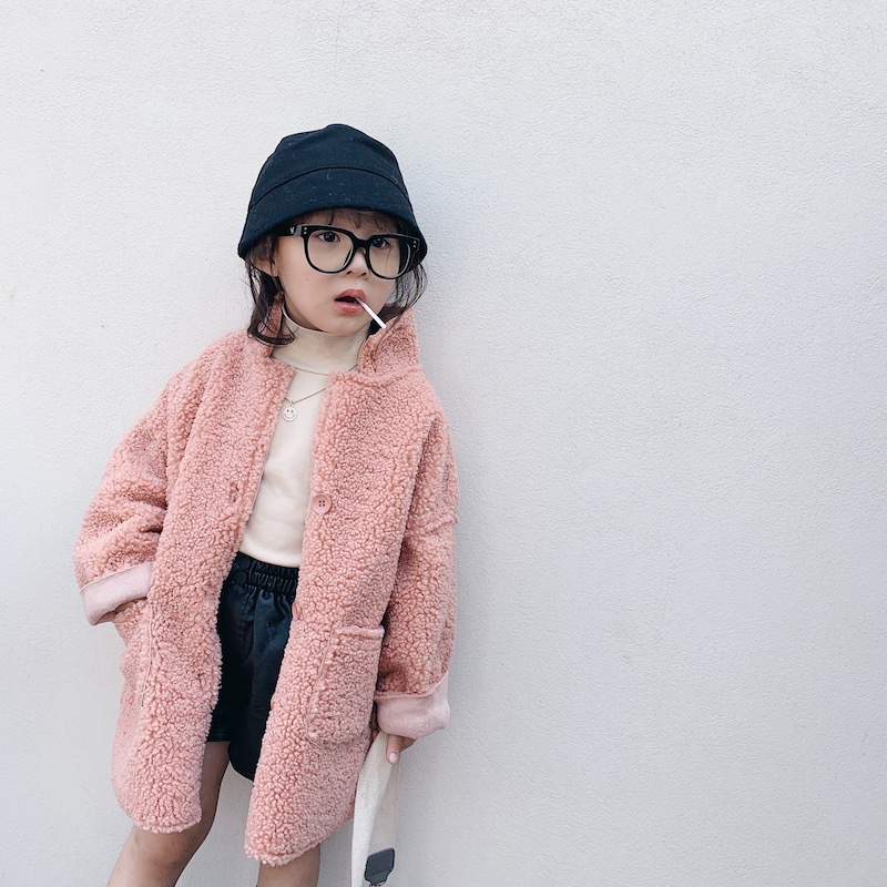 聪小妹秋冬儿童羊毛卷外套中长款女童韩版毛毛外套加厚长袖上衣潮