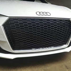 适用14-18年tt改装ttrs中网新款tt蜂窝中网亮黑色全网格进气格栅