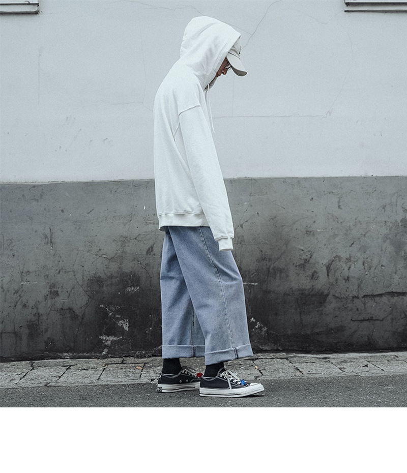 复古90年代长筒阔腿裤港风2019秋季男牛仔裤宽松水洗潮流长裤