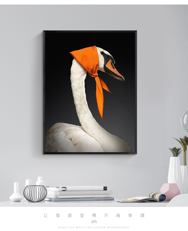 装饰画卧室玄关画现代简约工笔油画典雅大白鹅装饰画-工业刀具产业网