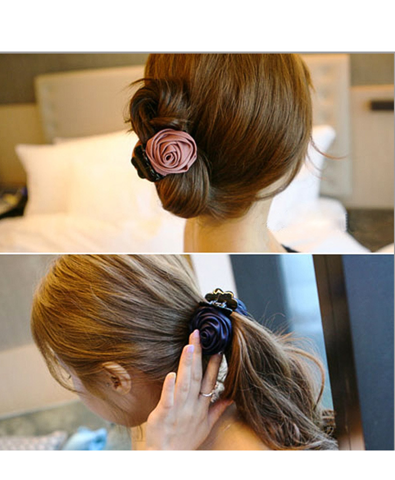 韩国手工布艺头花玫瑰花抓夹中号发夹盘发大发抓女士头饰品马尾夹