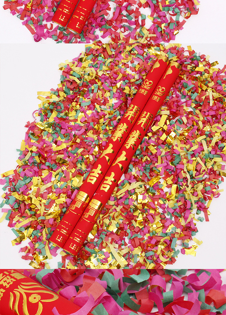新款开业手持礼炮节日庆典开工彩带礼花筒创意派对礼宾花厂家批发