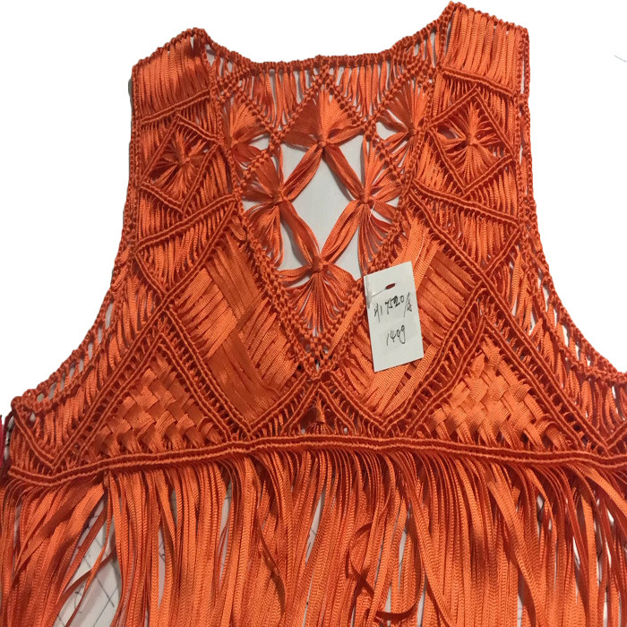 定做布条手工编织领花女装编织裙子女装背后镂空花样编织配饰