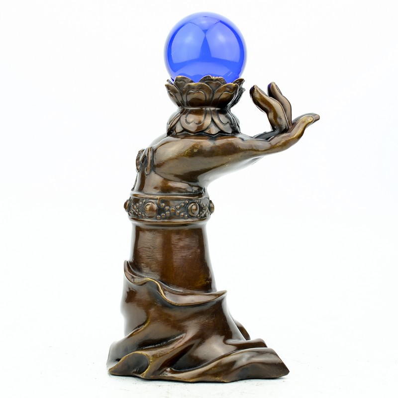 批发精工纯铜 仿古佛手观音菩萨摆件 掌上明珠摆设 球颜色可选