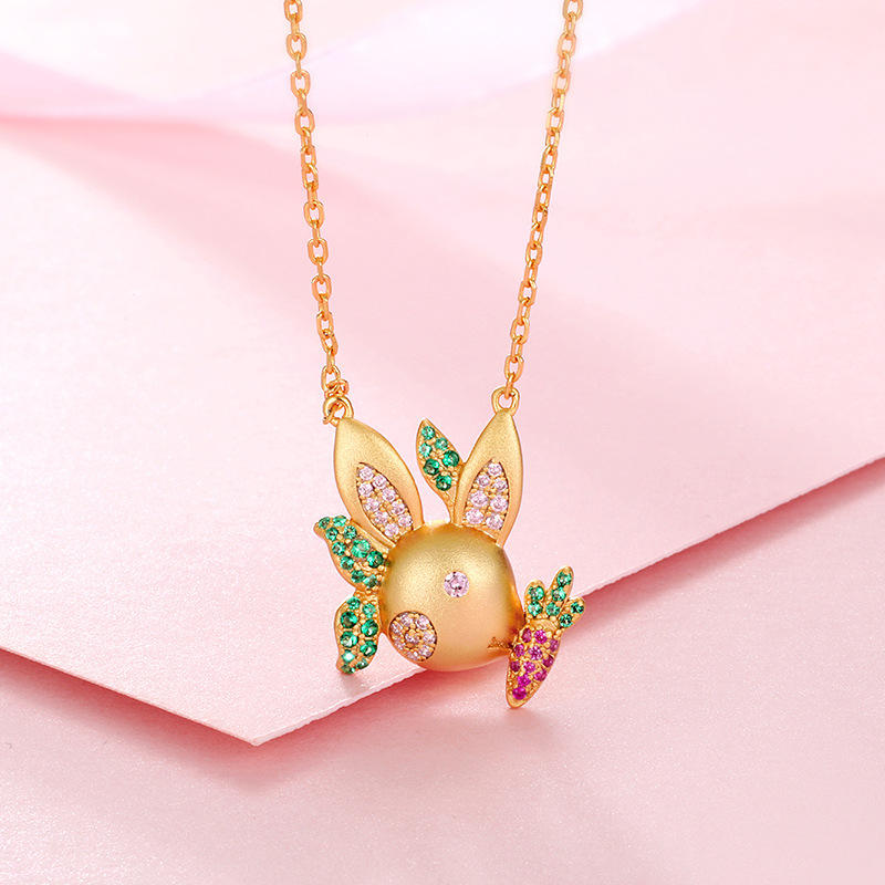 s925纯银兔子项链生肖可爱动物饰品批发厂家首饰圣诞节礼物