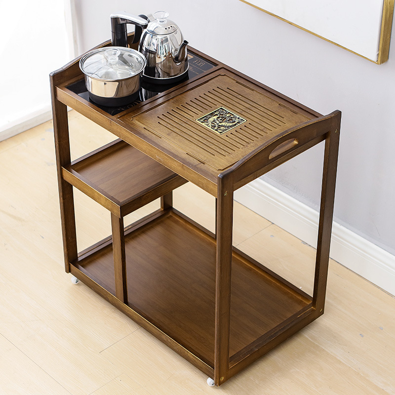 茶具烧水壶茶台现代客厅阳台茶吧轻奢泡茶茶几桌一体家用茶车木制