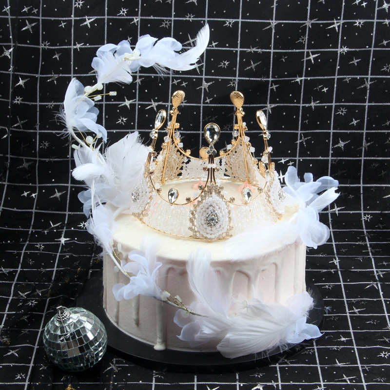 ins风 网红款 小清新时尚创意羽毛蛋糕装饰插件 生日派对烘焙配件