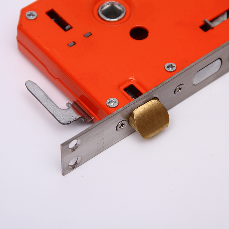 现代简约防盗门锁体不锈钢厚舌锁体红色方形多功能锁具批发定制