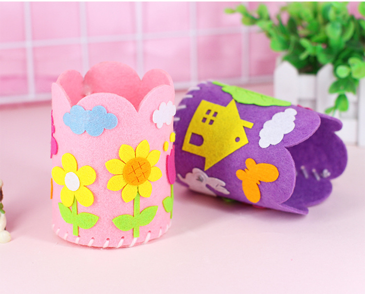 不织布笔筒 儿童幼儿园手工制作diy材料包 无纺布创意立体粘贴画