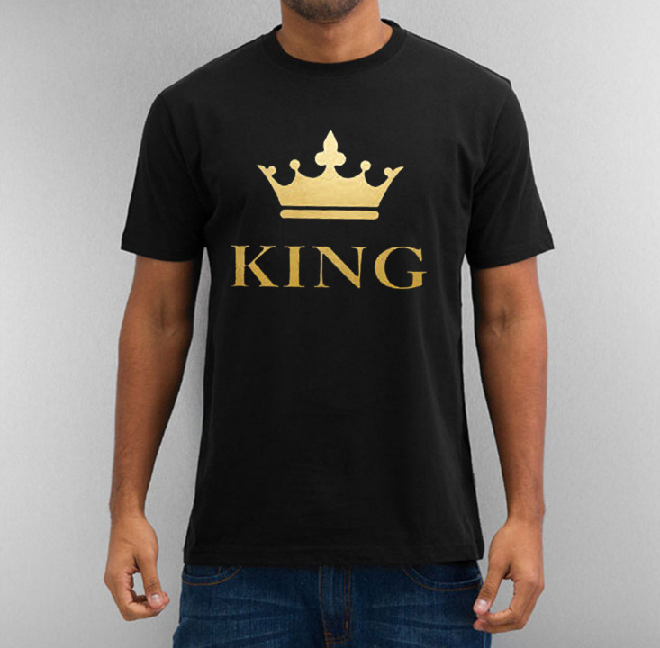 外贸wish 速卖通 亚马逊新款字母印花闺蜜姐妹情侣t恤 king quee