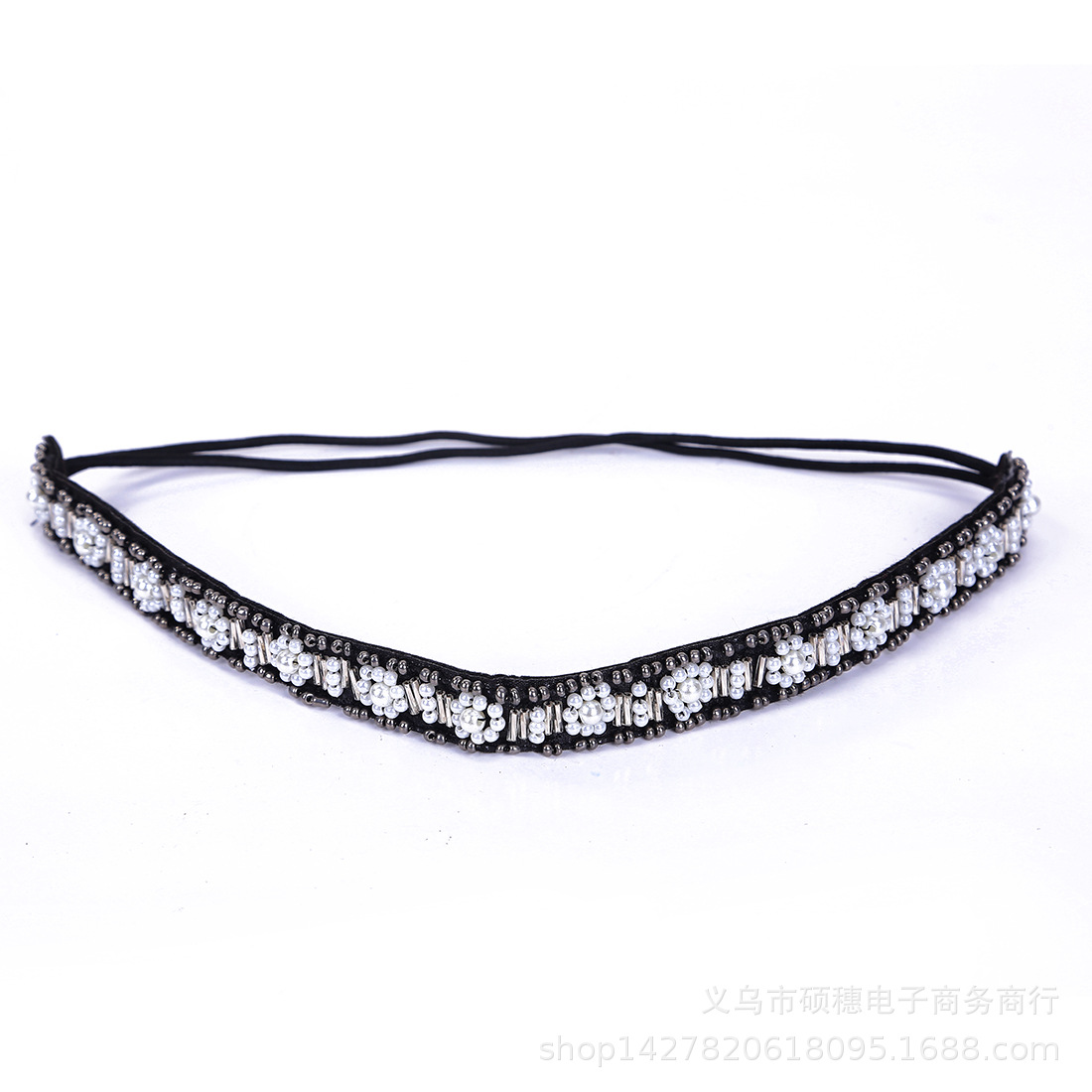 European and American Stylish Hair Accessories Beaded Sewing Bead Hairband Headband Cross-Border E-Commerce in Stock for a Long Time
