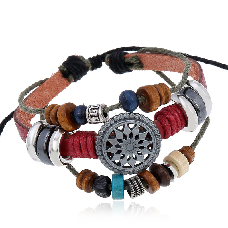 Retro Personalized Cowhide Bracelet Fashionable Elegant All-Match Beaded Leather Bracelet New Bracelet Manufacturer