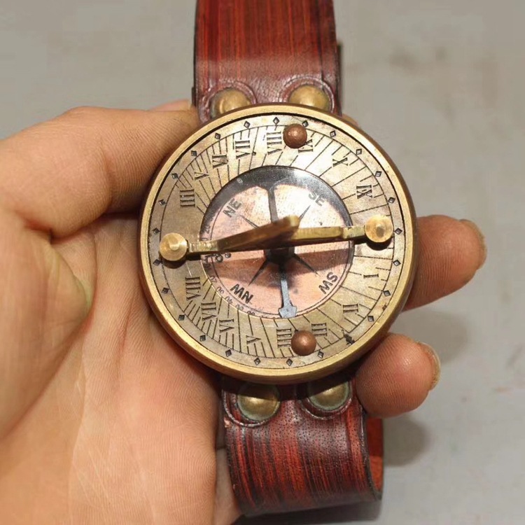 仿古黄铜 牛皮怀表指南针指北针手表海盗远航罗盘指南针装饰品