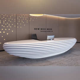 新款现代家具烤漆接待台时尚异形前台咨询吧台宾馆创意迎宾收银桌