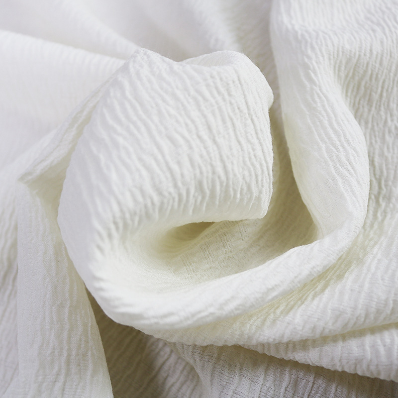 丝毛泡泡绉丝棉交织面料 交织素色连衣裙服装面料 厂家批发现货