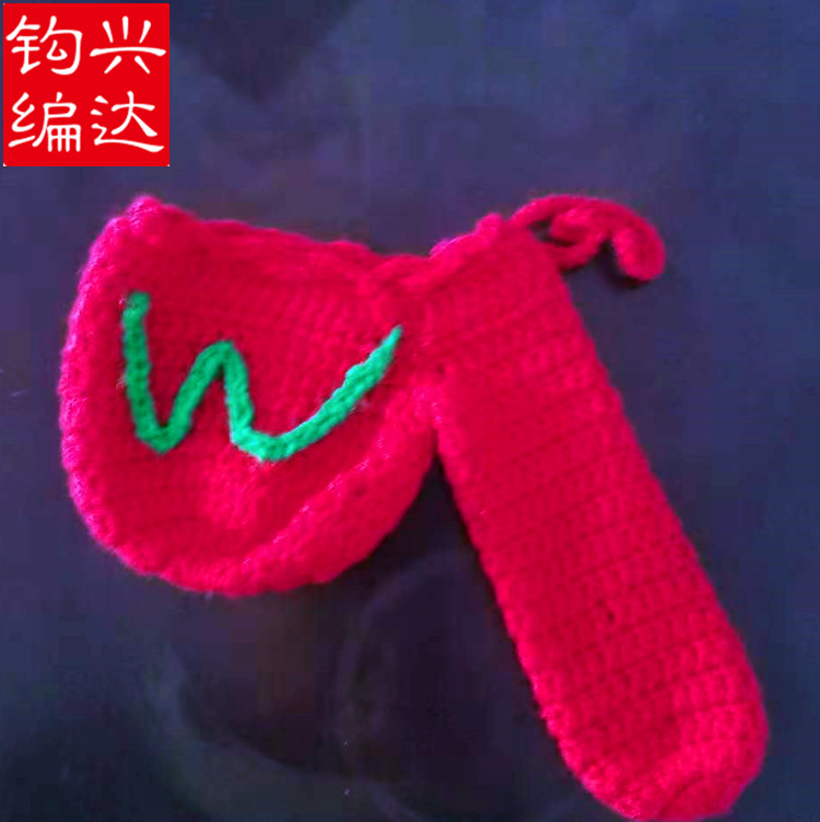 供应手工钩编针织圣诞挂饰jj套袜 鸡鸡套,吉吉兜 毛线雪球袋