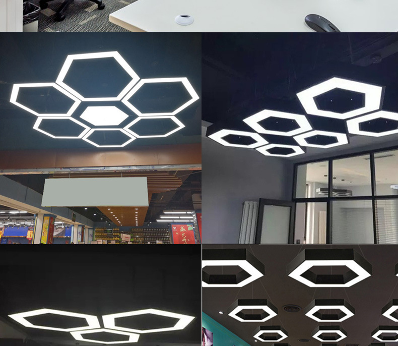 led空心六边形吊灯办公室吊线灯几何镂空蜂巢灯异形拼接灯具批发