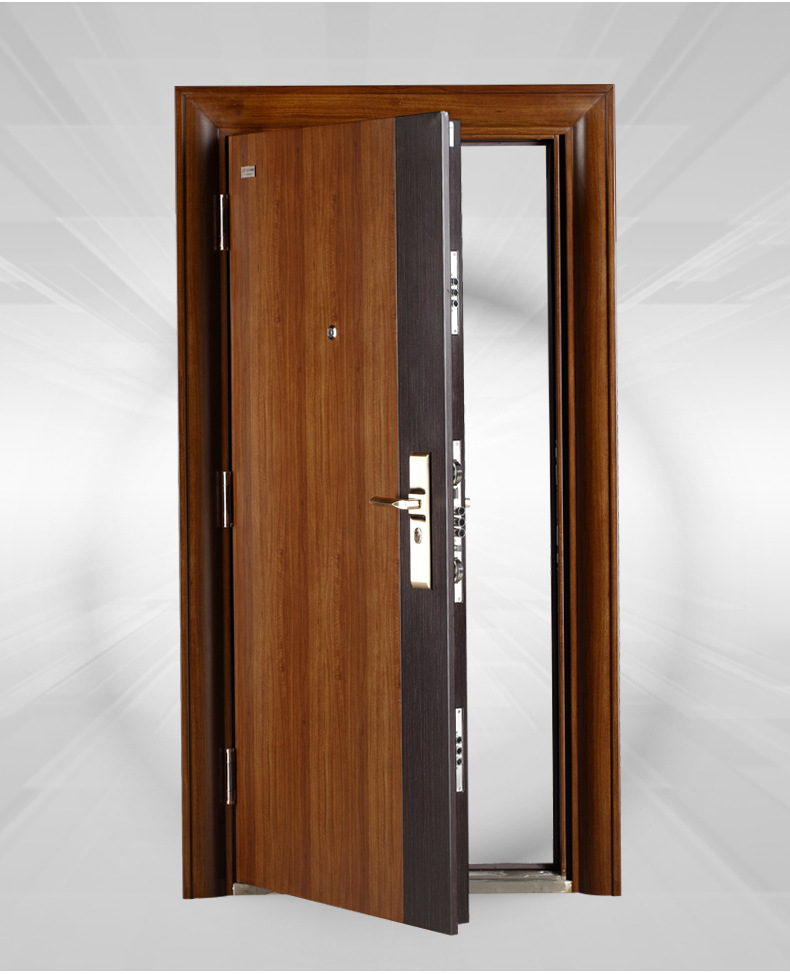 步阳甲级防盗进户安全门 木纹黄金线精品进户门by-jp02