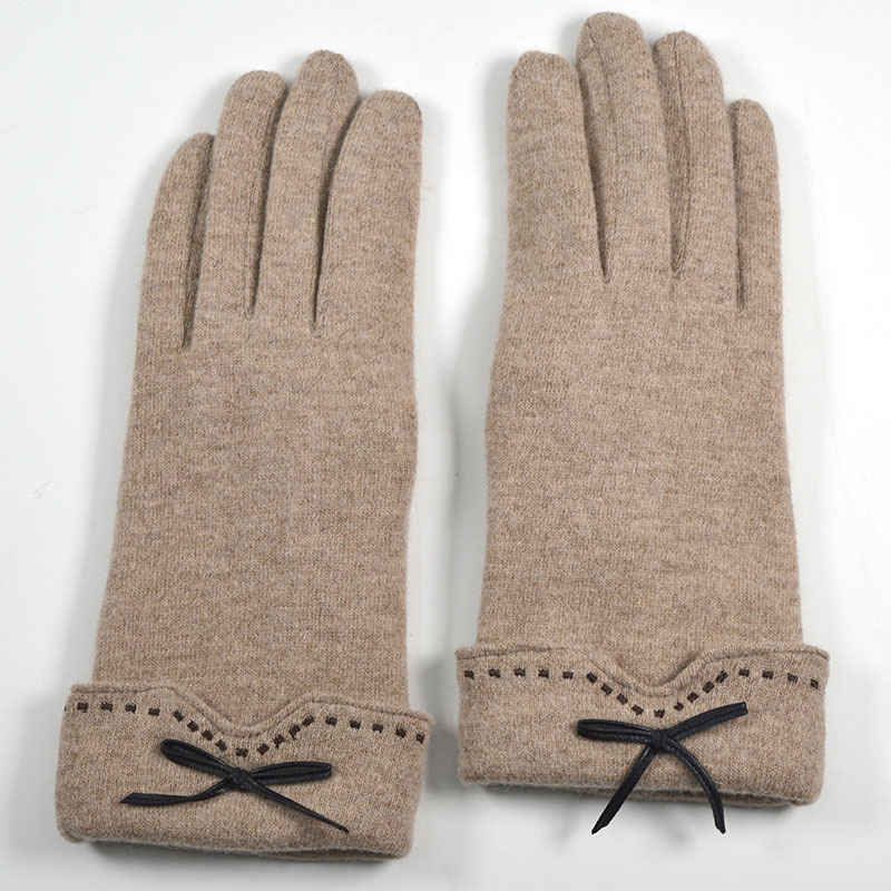 双层女士加绒羊毛手套触屏手套羊绒手套女士保暖手套女骑车