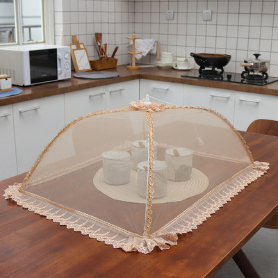 菜罩家用折叠饭菜罩全纱防尘防蝇加密透气盖菜罩圆形餐桌罩