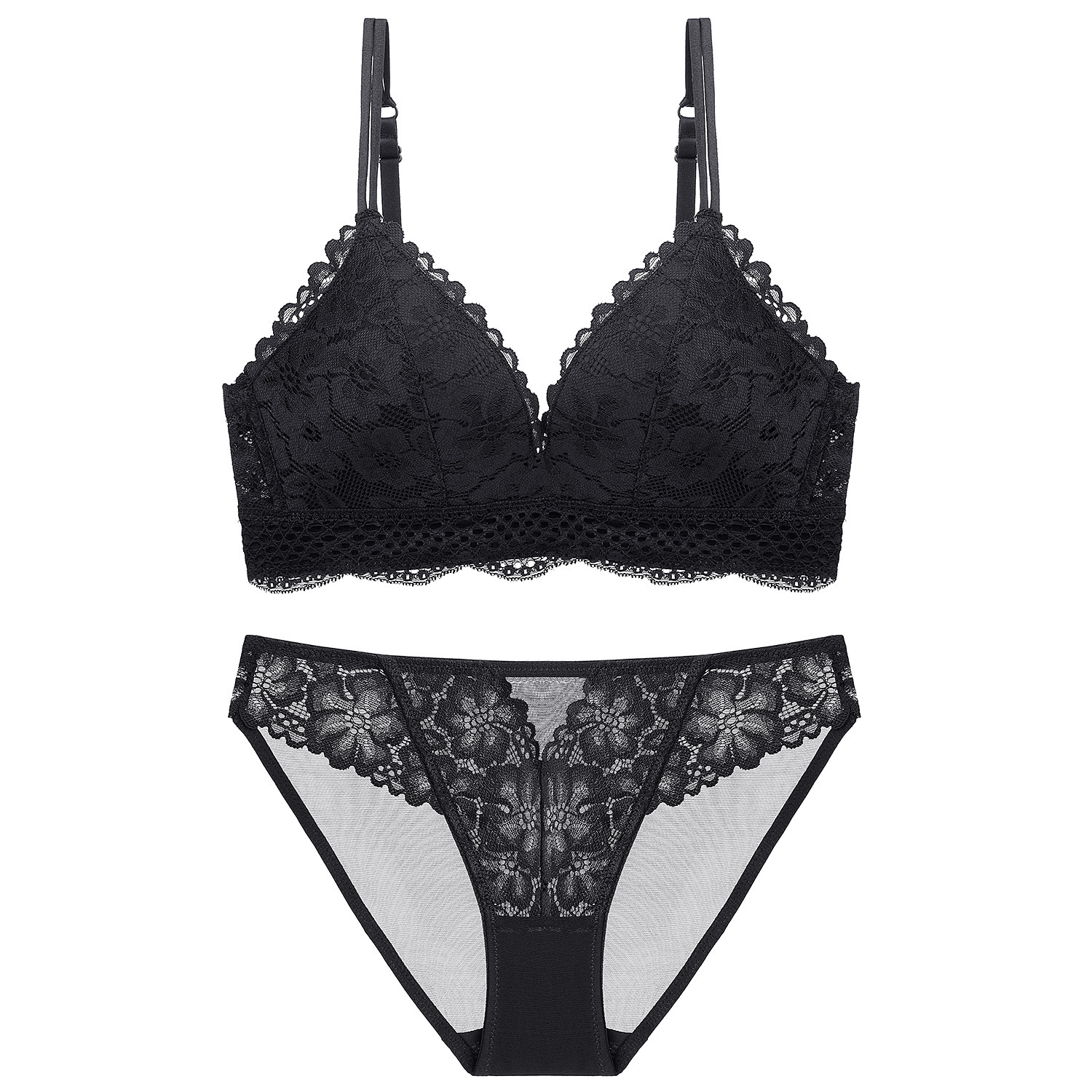 新款性感复古蕾丝花纹女士内衣舒适薄款胸罩无钢圈文胸套装5033